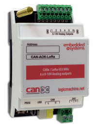 CANx / LoRa 433 МГц программируемый контроллер 6-ти аналоговых выходов 0-10В